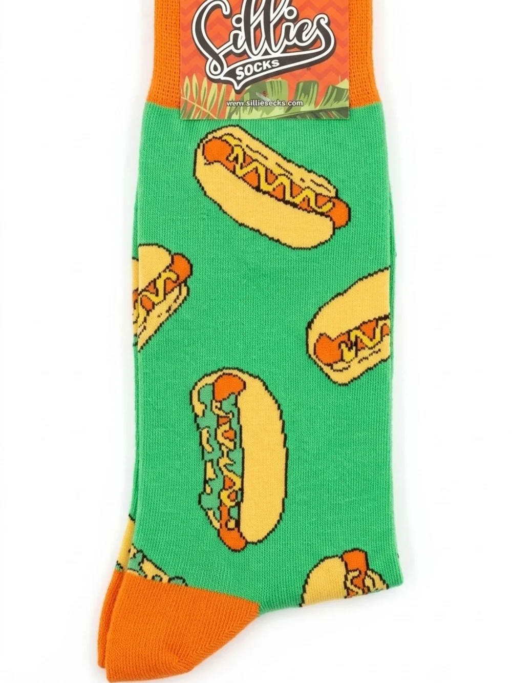 Sillies Green Hot Dog Crew Socks - Unisex Novelty Socks OS NWT